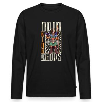 Hugin and Munin - Viking father of the gods Odin Wodan - Men's Premium Organic Long Sleeve Shirt - black - Front - Nico (187cm)