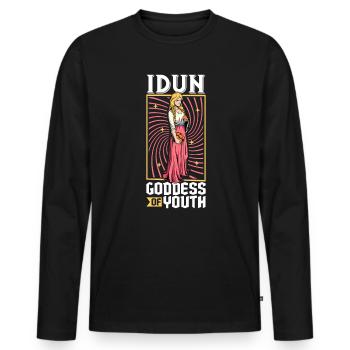 Viking Goddess Idun - Men's Premium Organic Long Sleeve Shirt - black - Front - Nico (187cm)