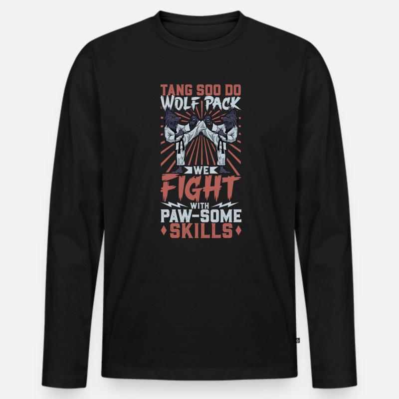 Wolf - Tang Soo Do - Männer Premium Bio Langarmshirt - Schwarz