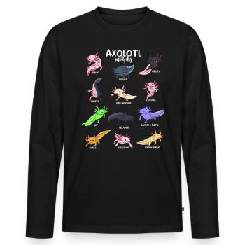 Verschiedene Kawaii Axolotltypen - Männer Premium Bio Langarmshirt - Schwarz - Vorne - Nico (187cm)