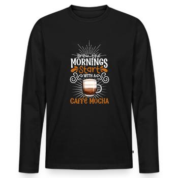Guten Morgen mit Caffè mocha - Männer Premium Bio Langarmshirt - Schwarz - Vorne - Nico (187cm)