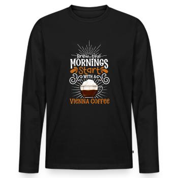 Good morning with Vienna Coffee - Men's Premium Organic Long Sleeve Shirt - black - Front - Nico (187cm)