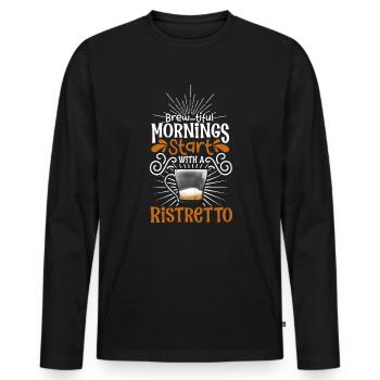 Good morning with Ristretto - Men's Premium Organic Long Sleeve Shirt - black - Front - Nico (187cm)