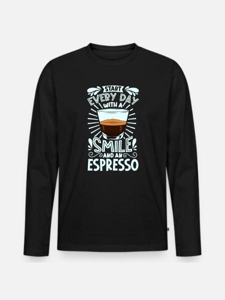 Smile with espresso - Men's Premium Organic Long Sleeve Shirt - black
