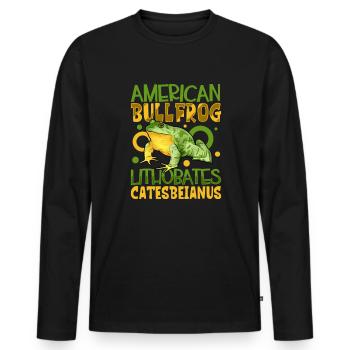 Amerikanischer Ochsenfrosch - Männer Premium Bio Langarmshirt - Schwarz - Vorne - Nico (187cm)