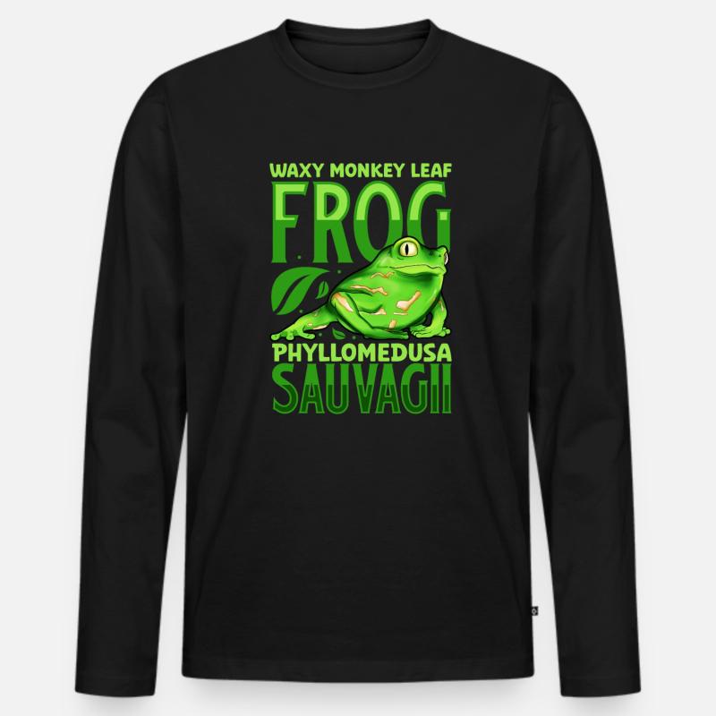 Grüner Makifrosch - Männer Premium Bio Langarmshirt - Schwarz