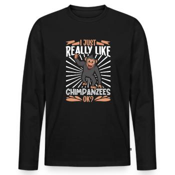 Ich liebe Schimpansen - Schimpanse - Männer Premium Bio Langarmshirt - Schwarz - Vorne - Nico (187cm)