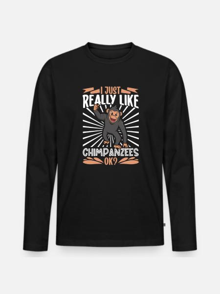 I love chimpanzees - chimpanzee - Men's Premium Organic Long Sleeve Shirt - black