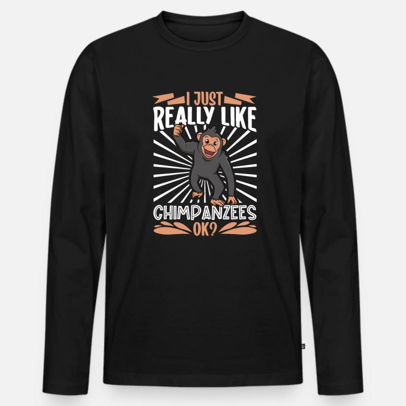 Ich liebe Schimpansen - Schimpanse - Männer Premium Bio Langarmshirt - Schwarz