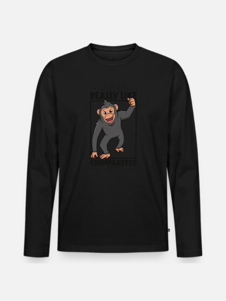 I love chimpanzees - chimpanzee - Men's Premium Organic Long Sleeve Shirt - black