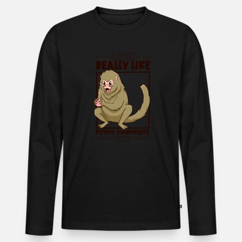 Ich liebe Zwergseidenäffchen - Zwergseidenäffchen - Männer Premium Bio Langarmshirt - Schwarz