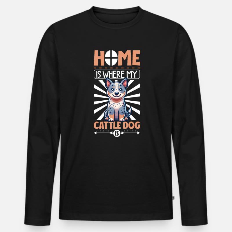 Zuhause - Australian Cattle Dog - Männer Premium Bio Langarmshirt - Schwarz