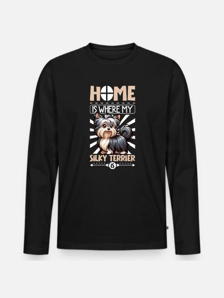 Home - Australian Silky Terrier - Men's Premium Organic Long Sleeve Shirt - black