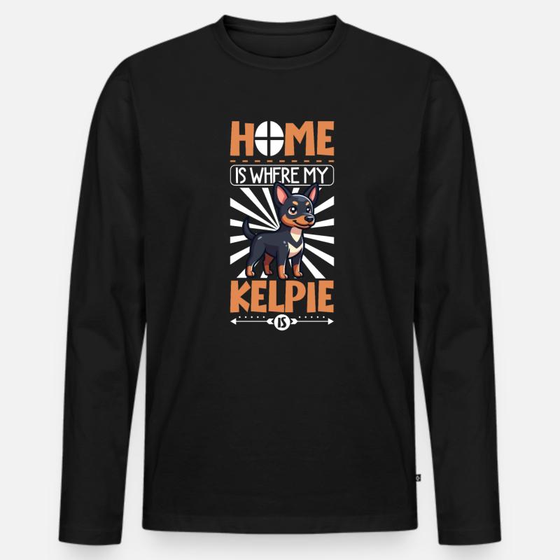 Zuhause - Australian Kelpie - Männer Premium Bio Langarmshirt - Schwarz
