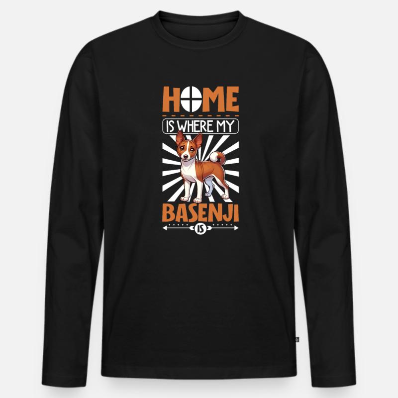 Zuhause - Basenji - Männer Premium Bio Langarmshirt - Schwarz