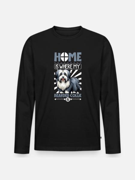 Home - Bearded Collie - Men's Premium Organic Long Sleeve Shirt - black