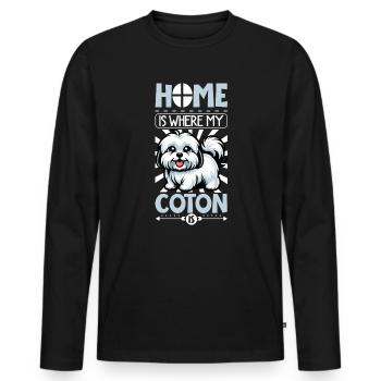 Accueil - Coton de Tuléar - T-shirt manches longues Premium bio Homme - noir - Devant - Nico (187cm)