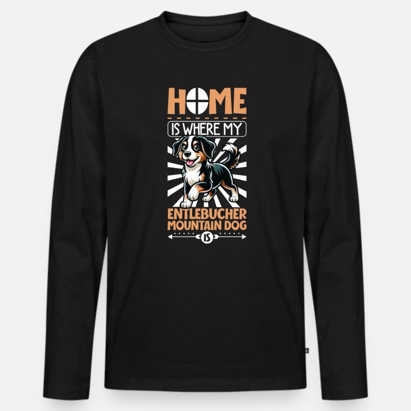 Zuhause - Entlebucher Sennenhund - Männer Premium Bio Langarmshirt - Schwarz