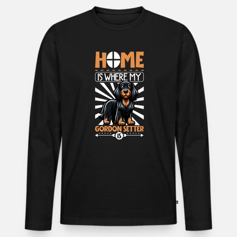 Zuhause - Gordon Setter - Männer Premium Bio Langarmshirt - Schwarz