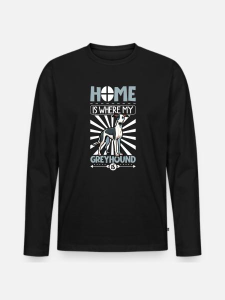 Zuhause - Greyhound - Männer Premium Bio Langarmshirt - Schwarz