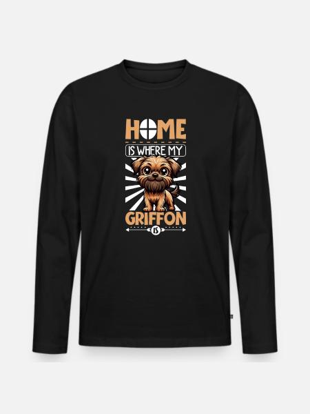 Home - Griffon Bruxellois - Men's Premium Organic Long Sleeve Shirt - black