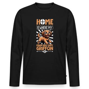 Home - Griffon Fauve de Bretagne - Men's Premium Organic Long Sleeve Shirt - black - Front - Nico (187cm)