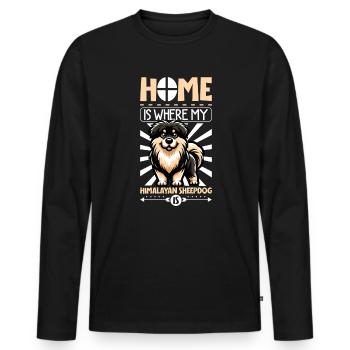Zuhause - Himalaya Schäferhund - Männer Premium Bio Langarmshirt - Schwarz - Vorne - Nico (187cm)