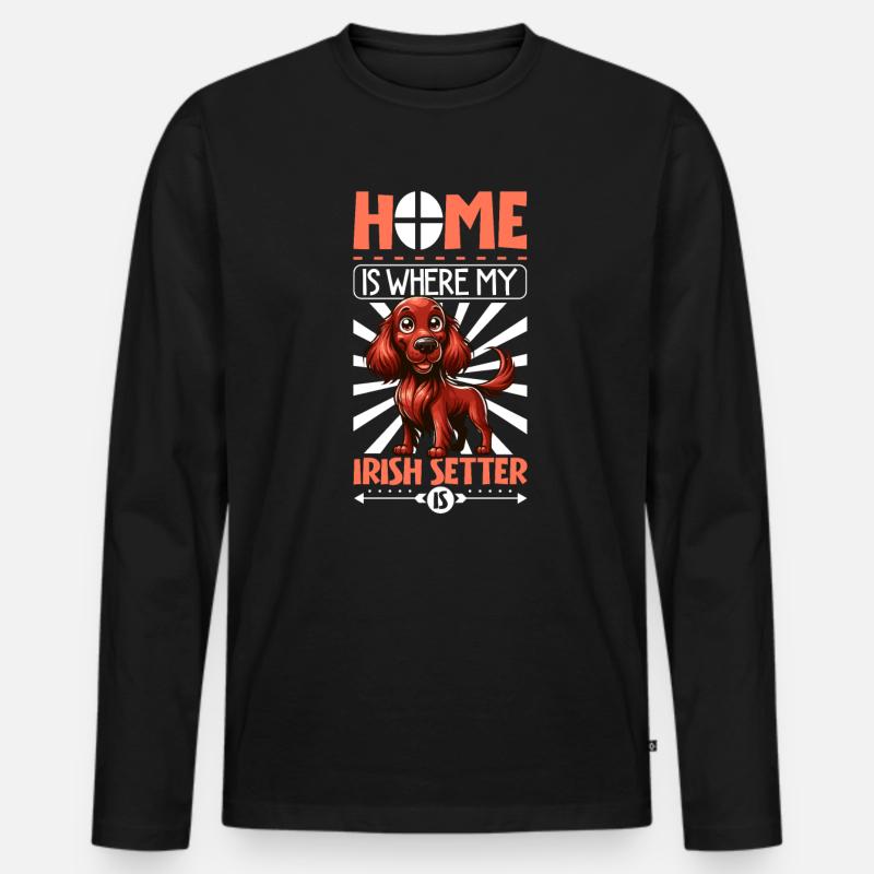 Zuhause - Irish Red Setter - Männer Premium Bio Langarmshirt - Schwarz