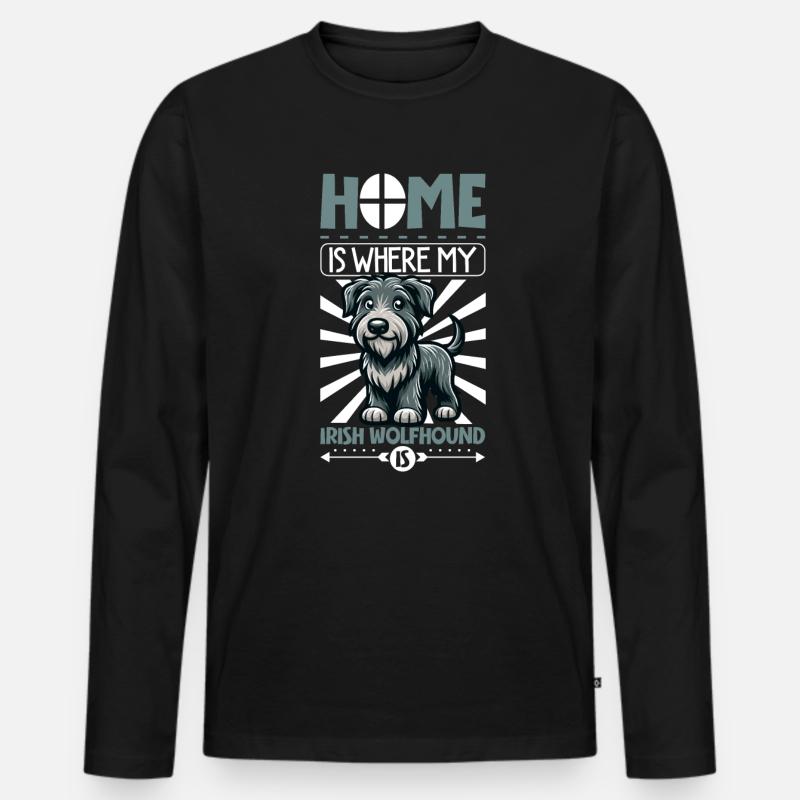 Zuhause - Irischer Wolfshund - Männer Premium Bio Langarmshirt - Schwarz
