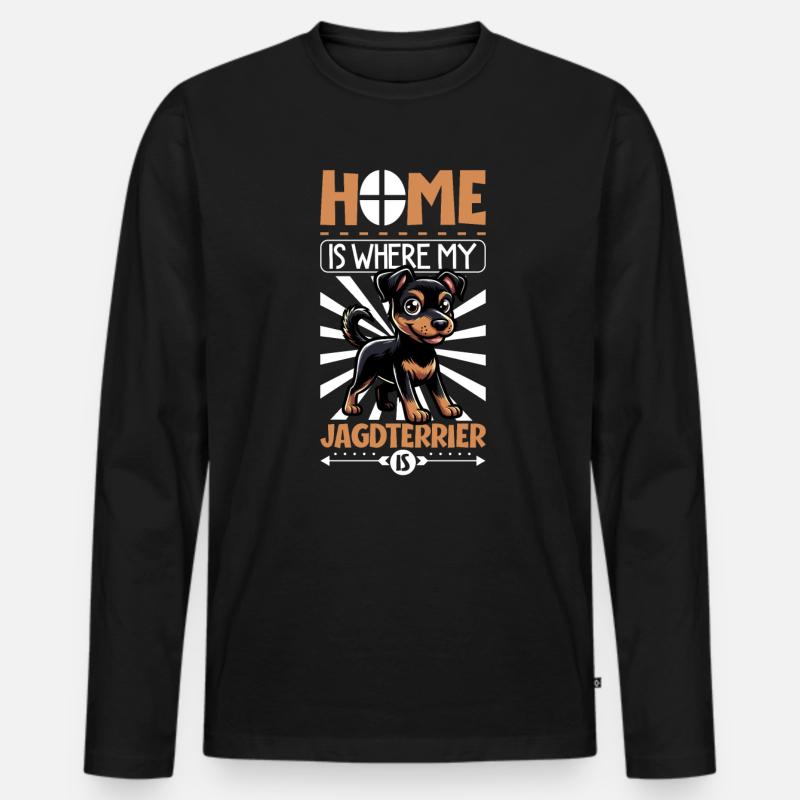 Zuhause - Deutscher Jagdterrier - Männer Premium Bio Langarmshirt - Schwarz