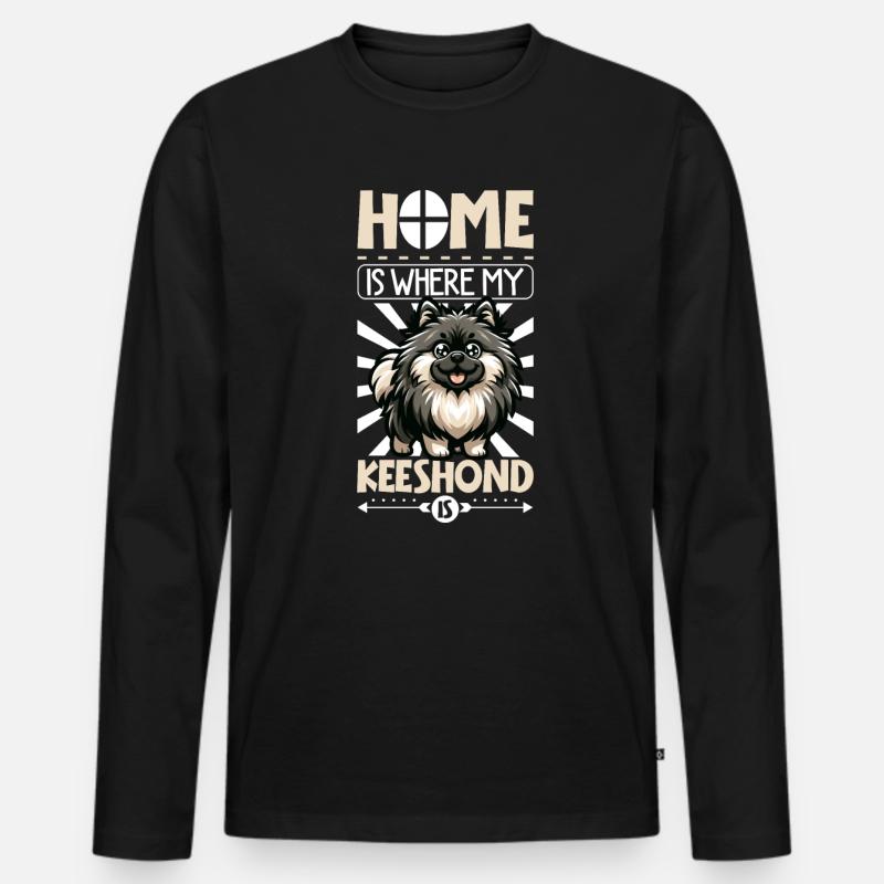 Zuhause - Wolfsspitz - Männer Premium Bio Langarmshirt - Schwarz