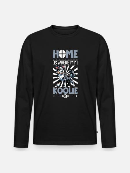 Zuhause - Koolie - Männer Premium Bio Langarmshirt - Schwarz