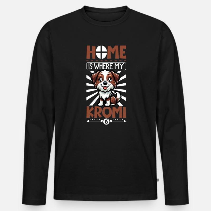 Zuhause - Kromfohrländer - Männer Premium Bio Langarmshirt - Schwarz