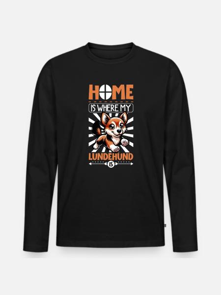 Home - Norwegian Lundehund - Men's Premium Organic Long Sleeve Shirt - black