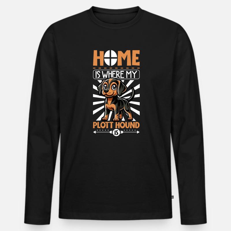 Zuhause - Plott Hound - Männer Premium Bio Langarmshirt - Schwarz