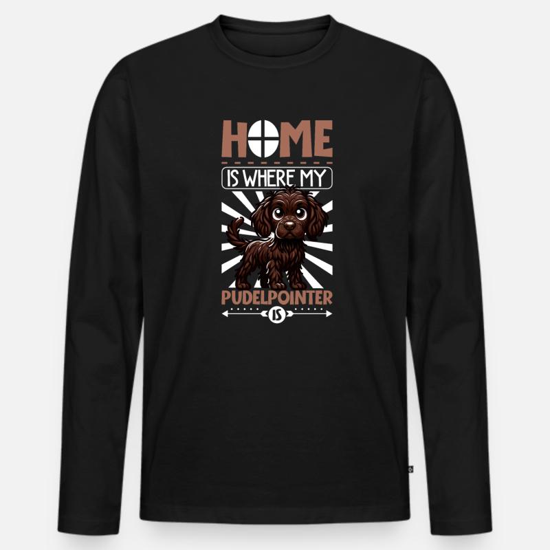 Zuhause - Pudelpointer - Männer Premium Bio Langarmshirt - Schwarz