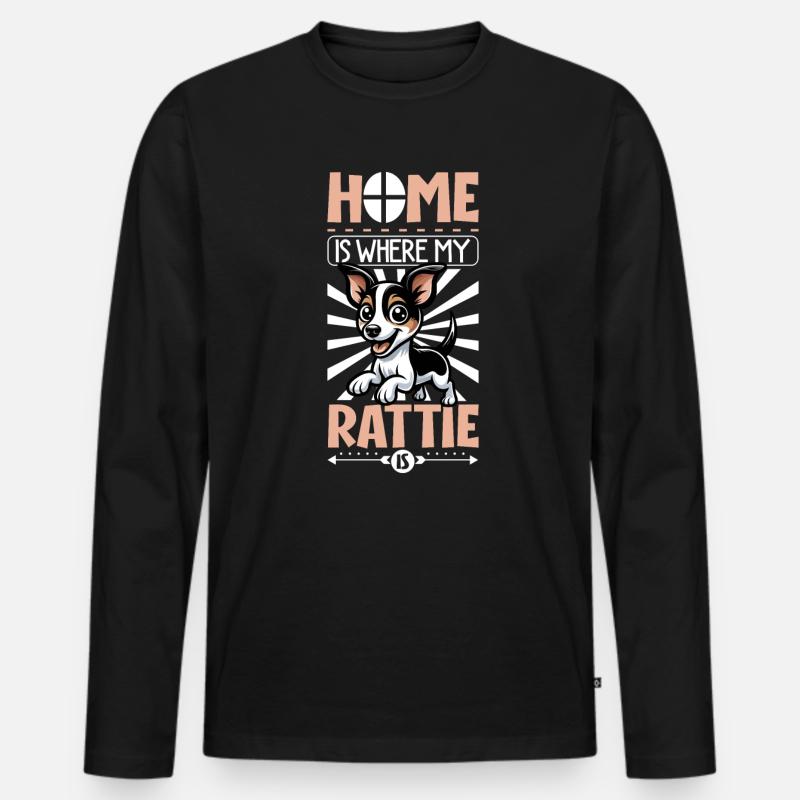 Zuhause - Rat Terrier - Männer Premium Bio Langarmshirt - Schwarz