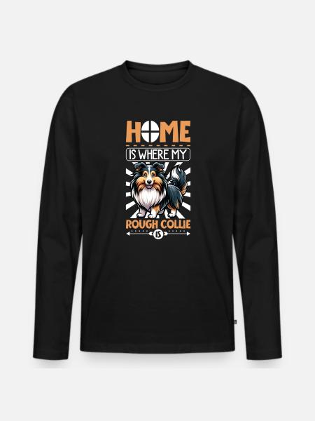Home - Longhair Collie - Men's Premium Organic Long Sleeve Shirt - black
