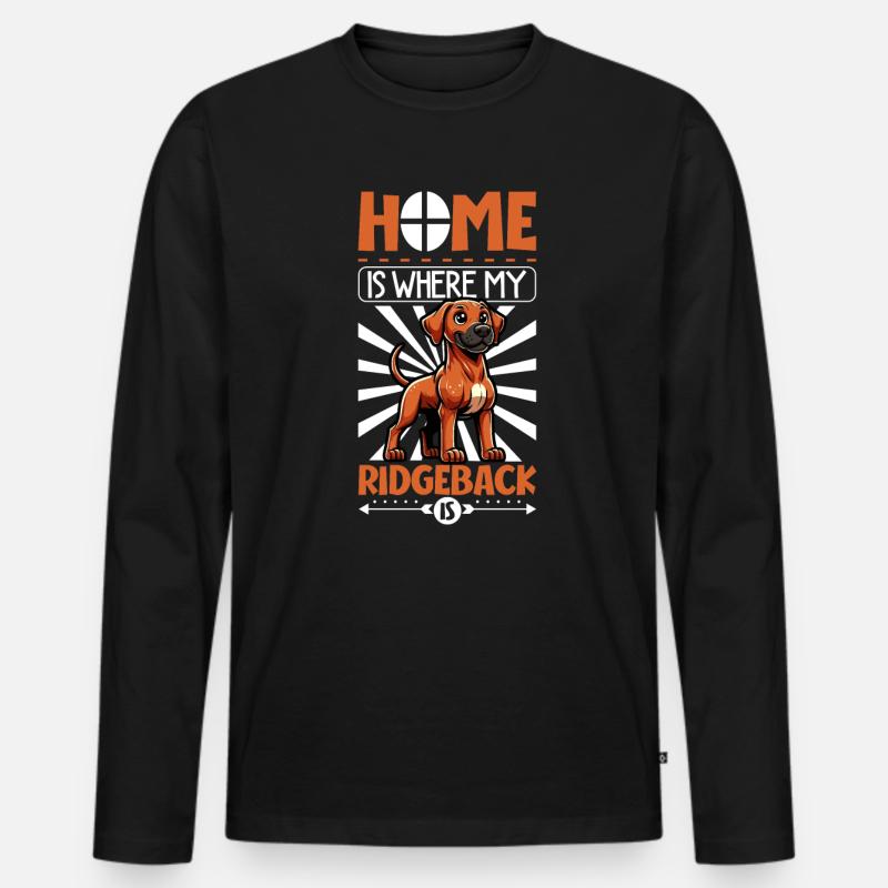 Zuhause - Rhodesian Ridgeback - Männer Premium Bio Langarmshirt - Schwarz