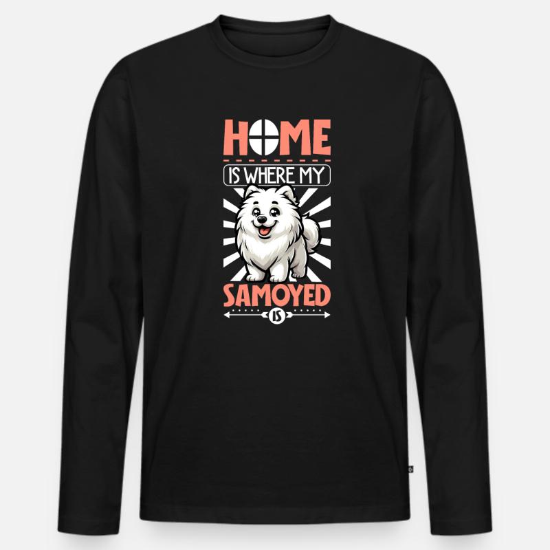 Zuhause - Samojede - Männer Premium Bio Langarmshirt - Schwarz