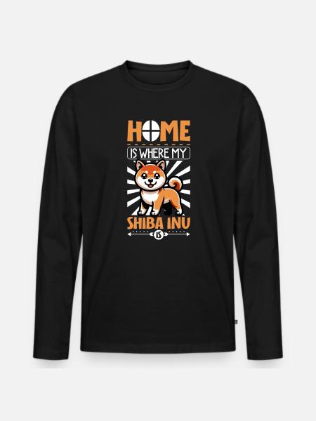 Home - Shiba Inu - Men's Premium Organic Long Sleeve Shirt - black