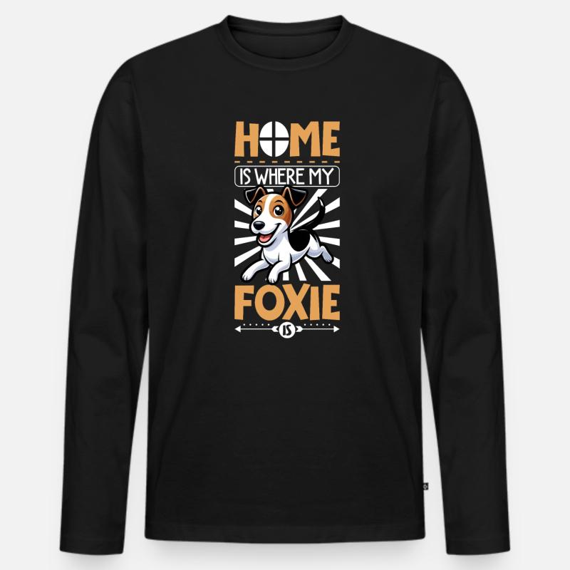 Zuhause - Glatthaar-Foxterrier - Männer Premium Bio Langarmshirt - Schwarz