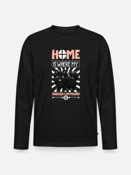 Home - Swedish Lapphund - Men's Premium Organic Long Sleeve Shirt - black