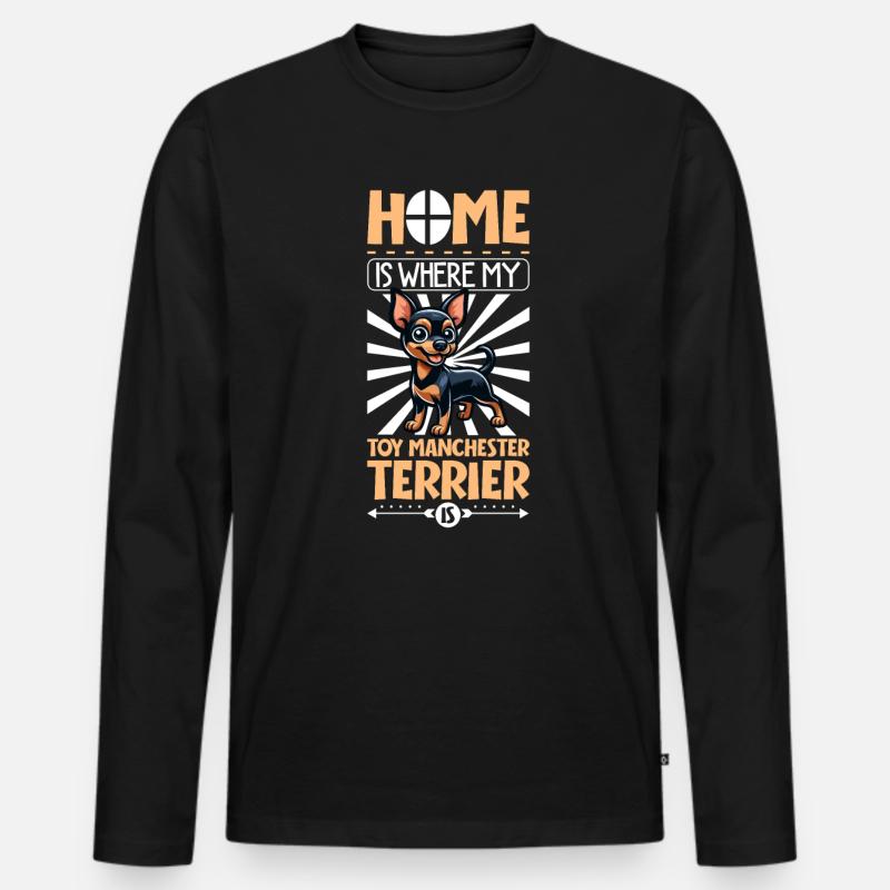 Zuhause - Manchester Terrier - Männer Premium Bio Langarmshirt - Schwarz
