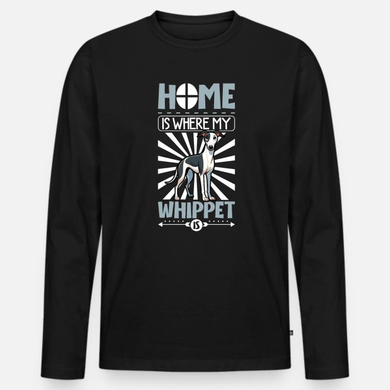Zuhause - Whippet - Männer Premium Bio Langarmshirt - Schwarz