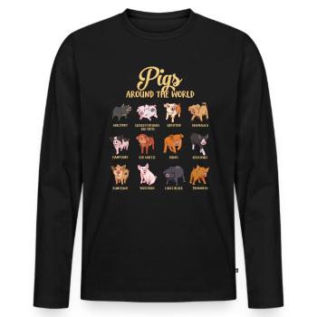 Verschiedene Cartoon Schweine - Männer Premium Bio Langarmshirt - Schwarz - Vorne - Nico (187cm)