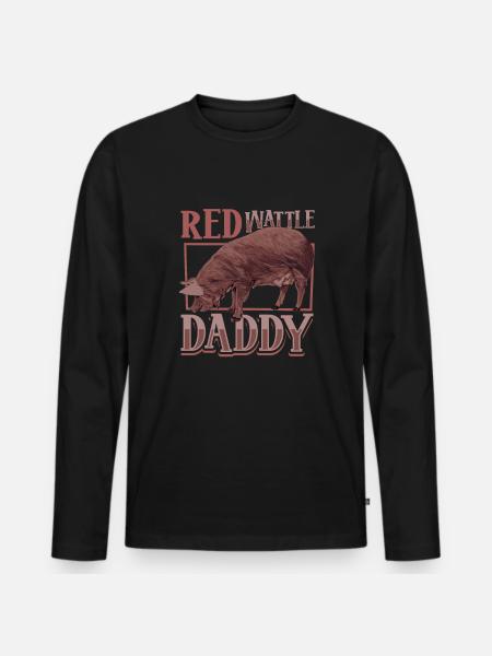 Red wattle pig dad - Men's Premium Organic Long Sleeve Shirt - black