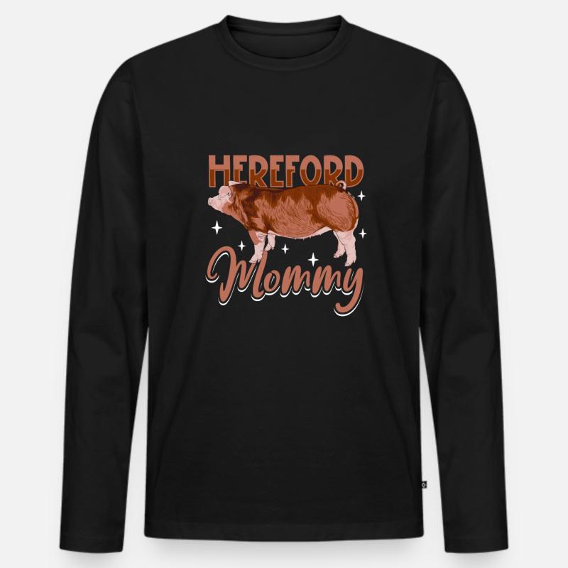 Hereford Schwein Mama - Männer Premium Bio Langarmshirt - Schwarz