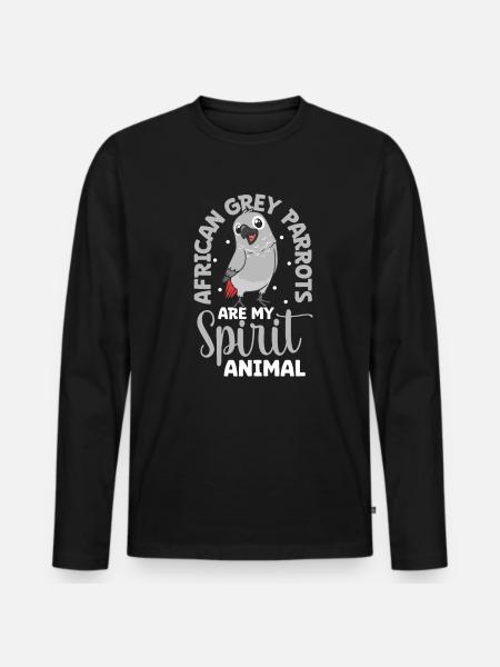 Lieblingstier - Graupapagei - Männer Premium Bio Langarmshirt - Schwarz