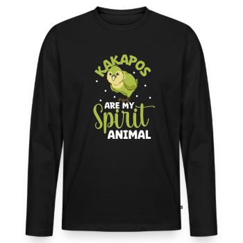 Lieblingstier - Kakapo - Männer Premium Bio Langarmshirt - Schwarz - Vorne - Nico (187cm)